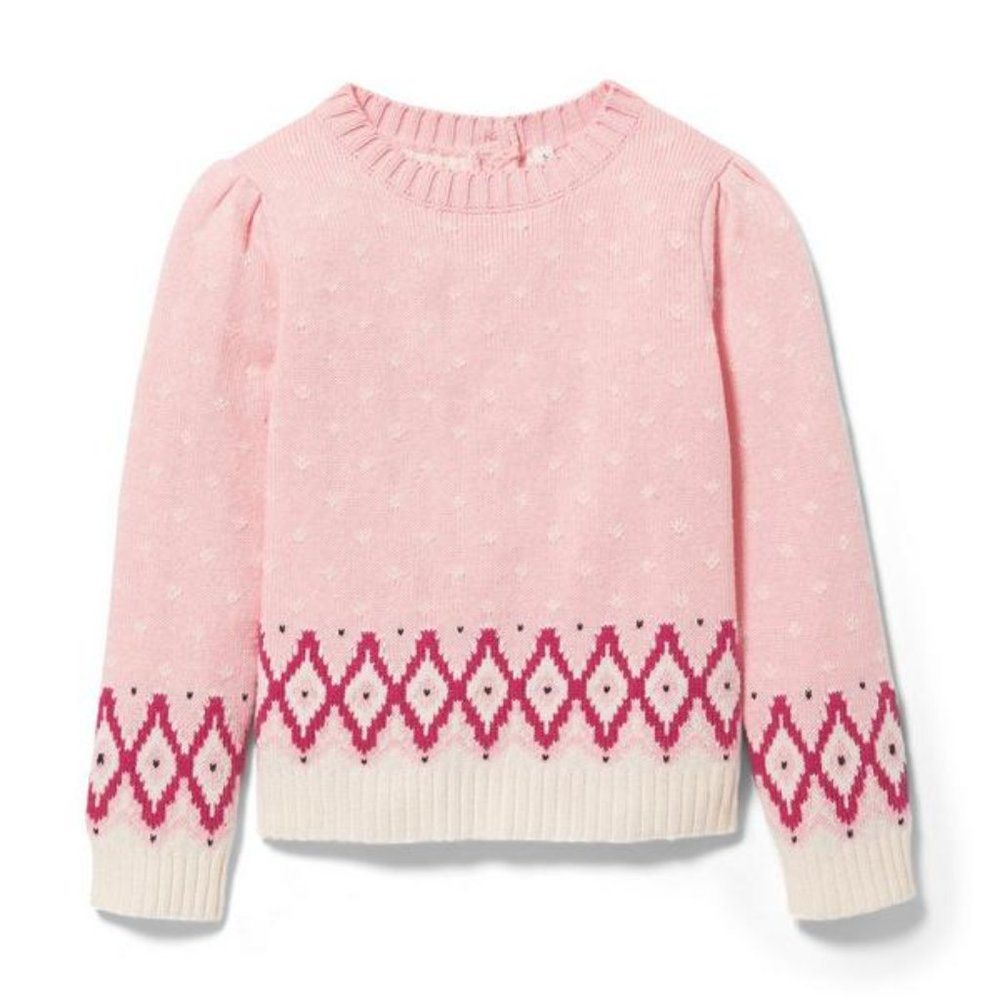 Janie and Jack petal pink fair isle sweater
